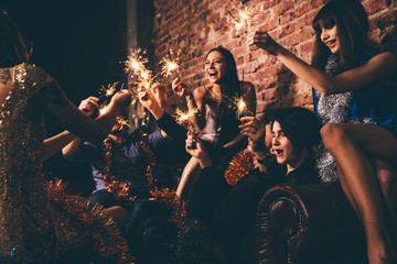 Friends having New Year party