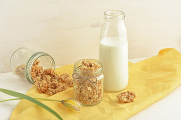 wholegrain granola with milk