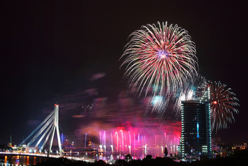salute in riga night skies