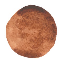 Vector brown circle painted in watercolors