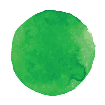 Vector green circle painted in watercolors