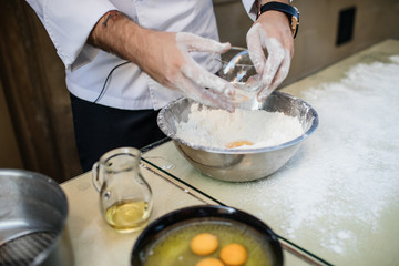 Chef preparing dough