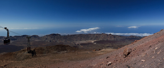 mountains panorama clouds with cableway