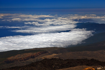mountains panorama above the clouds