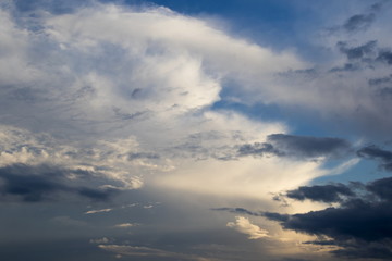 Fototapeta na wymiar Beautiful clouds at sunset, improbable sky