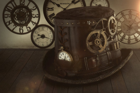 Steampunk tis tac  cappello orologio