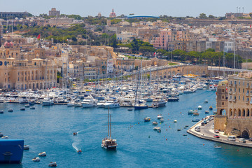Fototapeta na wymiar Valletta. Mediterranean harbor.