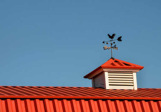 Red Barn with rooster weathervane