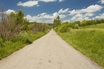Lonely empty road in the countryside in Romania 