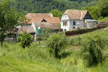 Fototapeta na wymiar Houses in the hills of Romania 