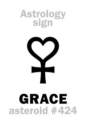 Astrology Alphabet: GRACE, asteroid #424. Hieroglyphics character sign (single symbol).