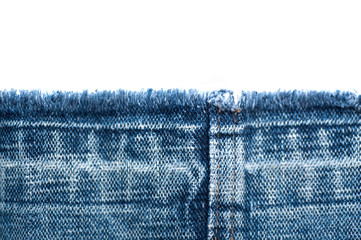 Fabric texture of jeans and white background with place for text - obrazy, fototapety, plakaty