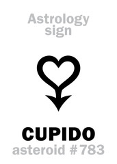 Astrology Alphabet: CUPIDO, asteroid #783. Hieroglyphics character sign (single symbol).