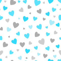 Naklejka na ściany i meble seamless pattern white background with blue and silver hearts. design for holiday greeting card and invitation of baby shower, birthday, wedding, Happy Valentine's day, and mother's day