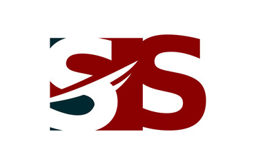 SS Red  Negative Space Square Swoosh Letter Logo