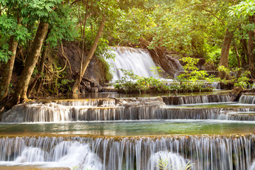 Thailand Huai Mae Khamin Waterfall landmark tourism the best of Kanchanaburi
