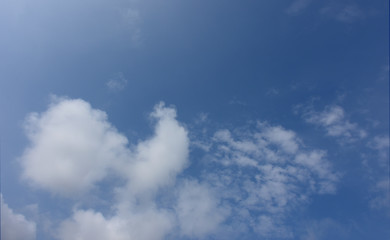 青空と雲「空想・雲のモンスターたち〔鶏のようなイメージ（左の雲）と現れ始めたドラゴン（右）などのイメージ」異種（ニワトリとドラゴンという違うものから連想したイメージ）との出会い、道をきく、道を尋ねる、一期一会、何をしているの？、会話するなどのイメージ