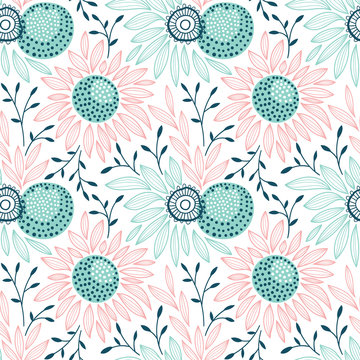 Fototapeta Vector seamless floral pattern
