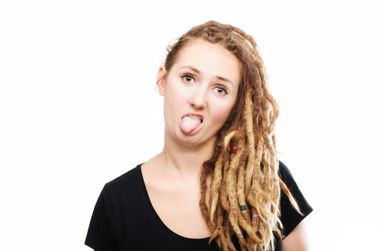 unhappy girl with dreadlocks