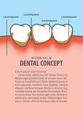 Layout Human gum inflammation frame cartoon style for info or book illustration vector on blue background. Dental concept.