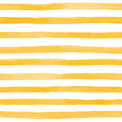 Beautiful seamless pattern with Orange yellow watercolor stripes. hand painted brush strokes, striped background. Vector illustration