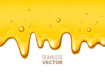 Vector seamless dripping honey on white background - 168816962