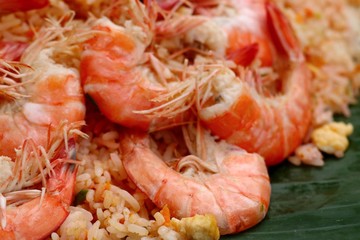 Shrimp fried rice in street food