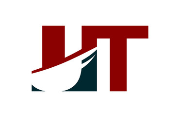 UT Red  Negative Space Square Swoosh Letter Logo