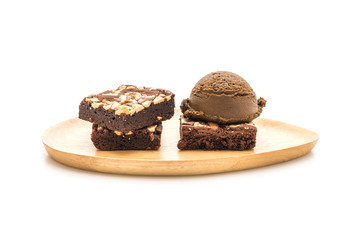 chocolate brownies with chocolate ice cream