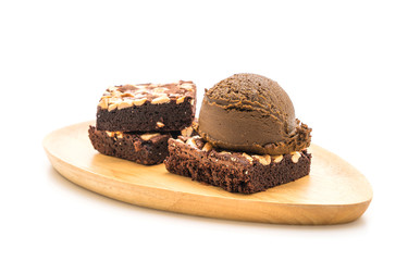 chocolate brownies with chocolate ice cream