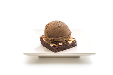 chocolate brownies with chocolate ice cream