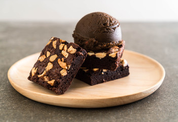 chocolate brownies with chocolate ice cream