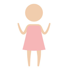 color pictogram silhouette girl in dress with hands up vector illustration