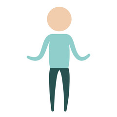 color pictogram silhouette man standing with hands up in clothes vector illustration