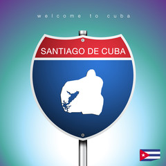 The City label and map of Cuba In American Signs Style