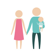 color silhouette pictogram parents with a little boy carrying in clothes vector illustration