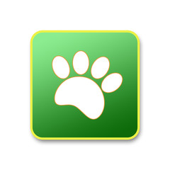 Paw print animal white in green square