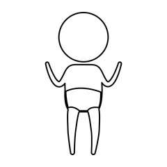 sketch silhouette of pictogram little boy standing in knickers with hands up vector illustration