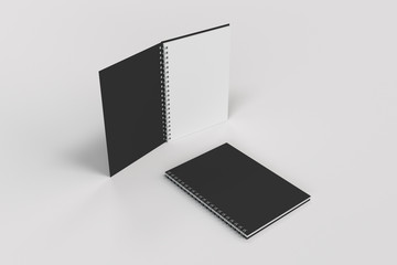 Two notebooks with spiral bound on white background