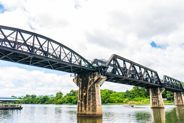 Fototapeta na wymiar Bridge on river kwai, Death railway at Kanchanaburi, Thailand
