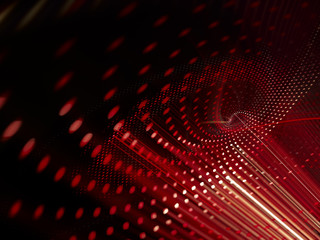 Abstract background element. Fractal graphics series. Curves, blurs and twisted grids composition. Red and black colors.