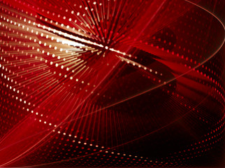 Abstract background element. Fractal graphics series. Curves, blurs and twisted grids composition. Red and black colors.