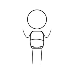 sketch thin contour of pictogram little boy standing in knickers with hands up