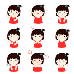 .Variety girl face expression illustration.