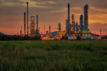Fototapeta na wymiar Oil Refinery factory Sunrise