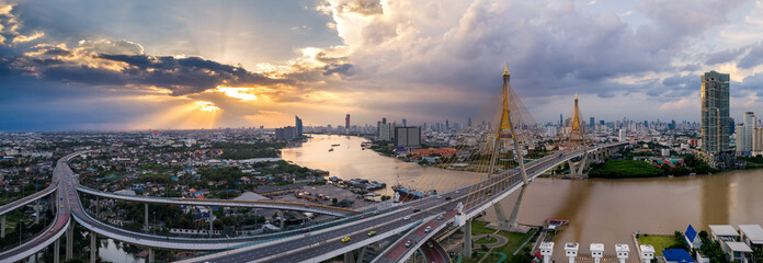 The Bhumibol Bridge (Industrial Ring Road Bridge) (Bangkok, Thailand)