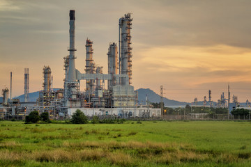 Fototapeta na wymiar Oil Refinery factory Sunrise