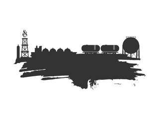 Energy and Power icons set and grunge brush stroke. Design concept of natural gas industry.