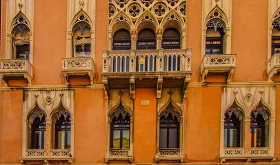 Fototapeta na wymiar Medieval building fronting Grand Canal, Venice