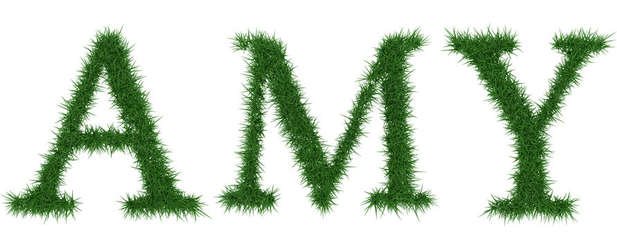 Amy - 3D rendering fresh Grass letters isolated on whhite background.
